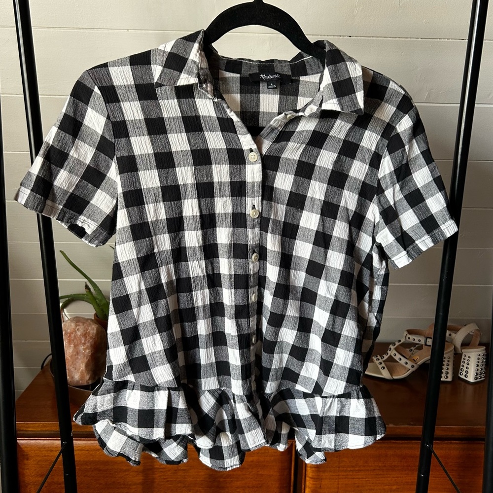 Gingham Peplum Top